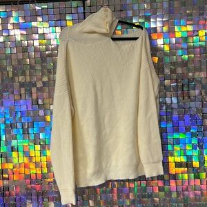 Ivory cutout turtleneck sweater